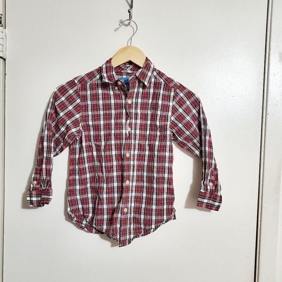 Children's Place Red/White Plaid Shirt Size 5-6. - Picture 1 of 6